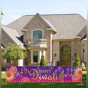 Lg Happy Diwali Banner‎ 98.4 x19.6" Indian Festival of Light